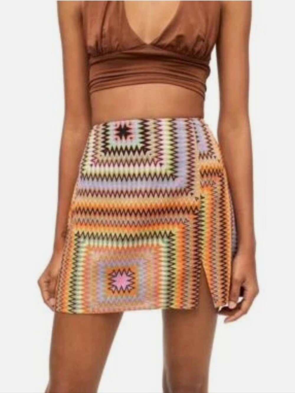 Urban Outfitters UO Paradise Printed Notched Mini Skirt XS